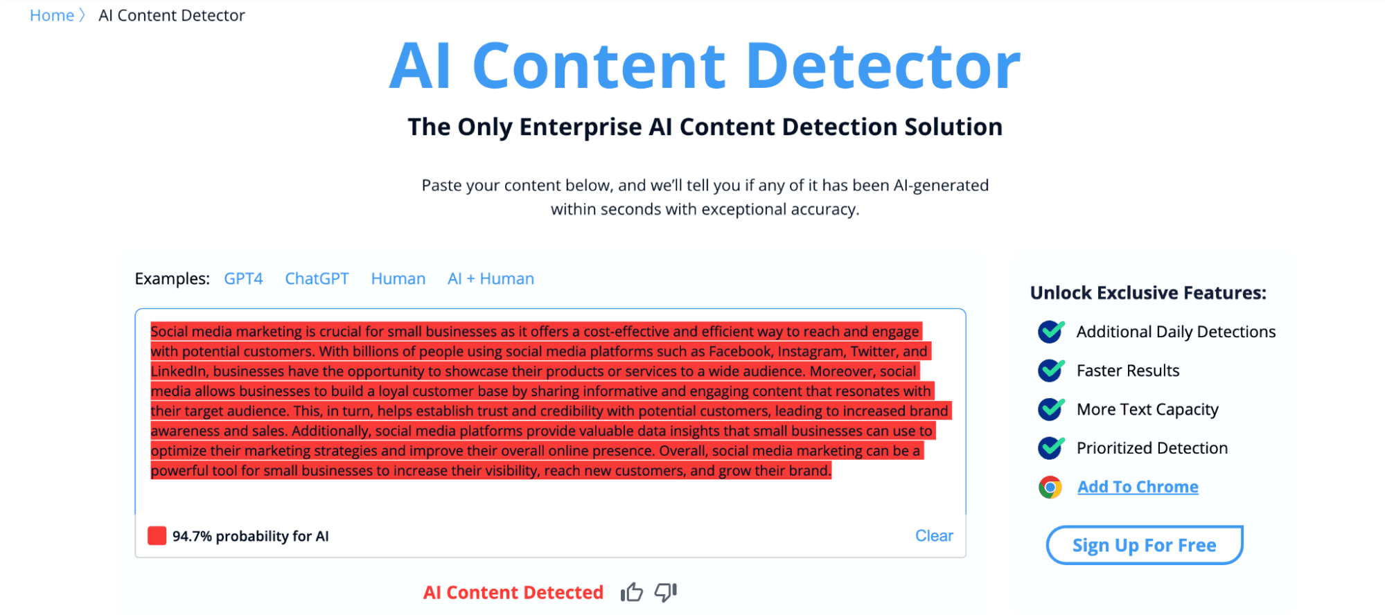 AI content detector tool Copyleaks.