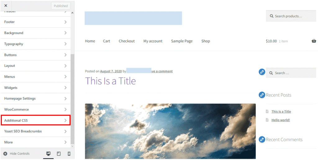 Additional CSS menu