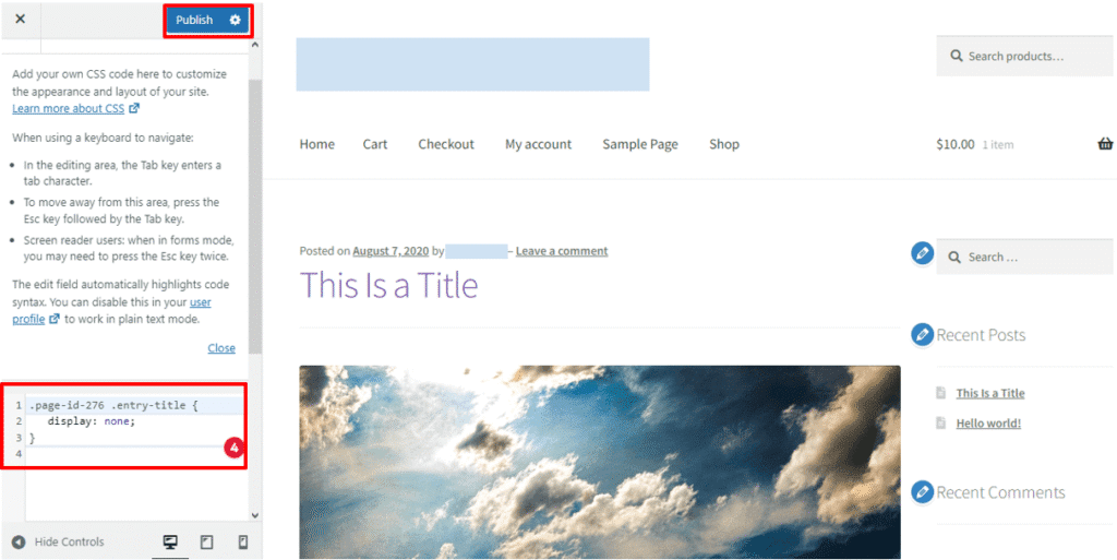 Publish page