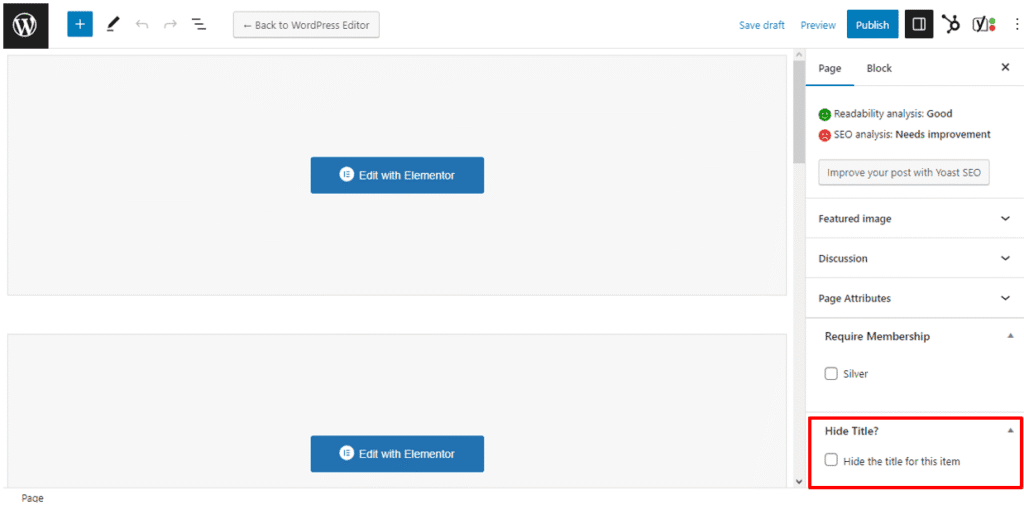 WordPress Hide title