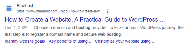 Anchor links can sometimes appear beneath a regular result in Google search engine results pages (SERPs).