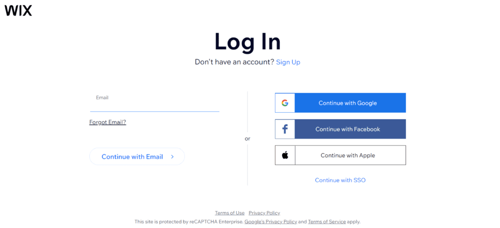 image of WIX home page